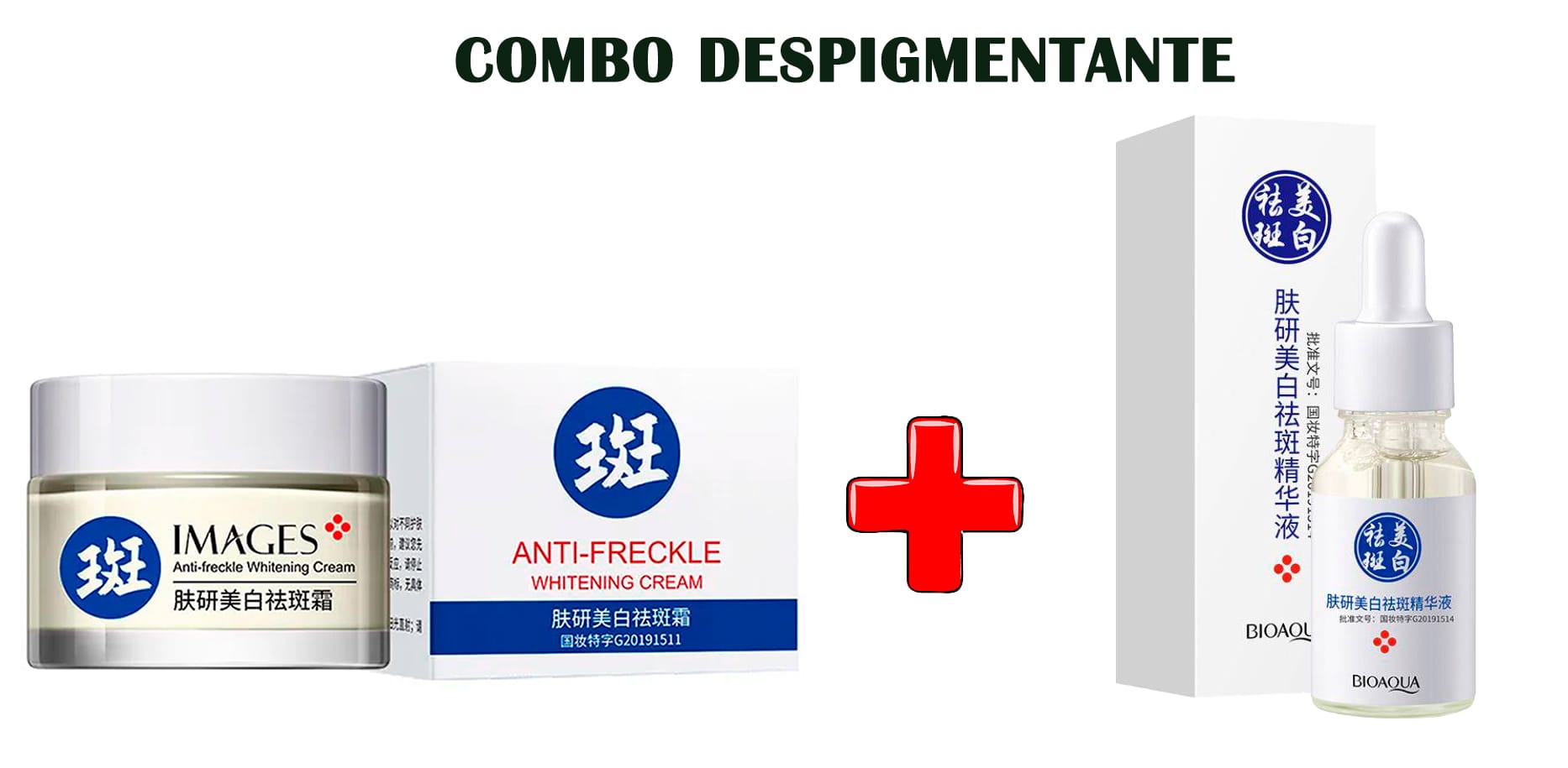 Combo despigmentante Tónico + Crema elimina manchas y pecas