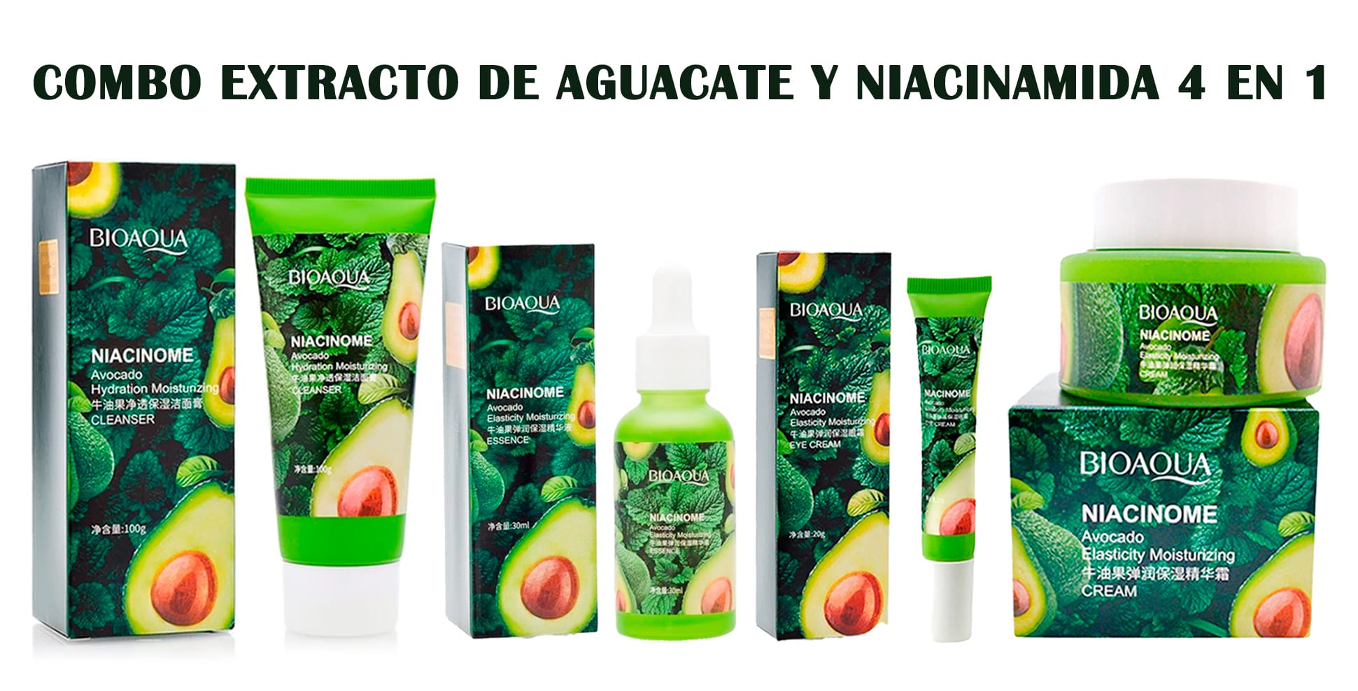 kit x 4 extracto de aguacate y Niacinamida Bioaqua