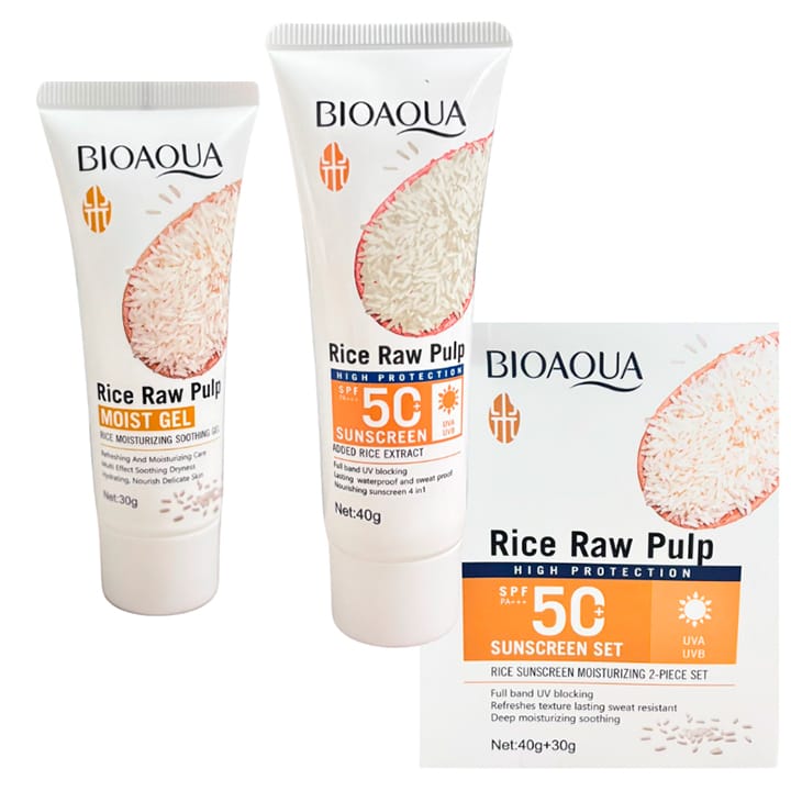 protector solar y gel hidratante de arroz bioaqua 2 en 1