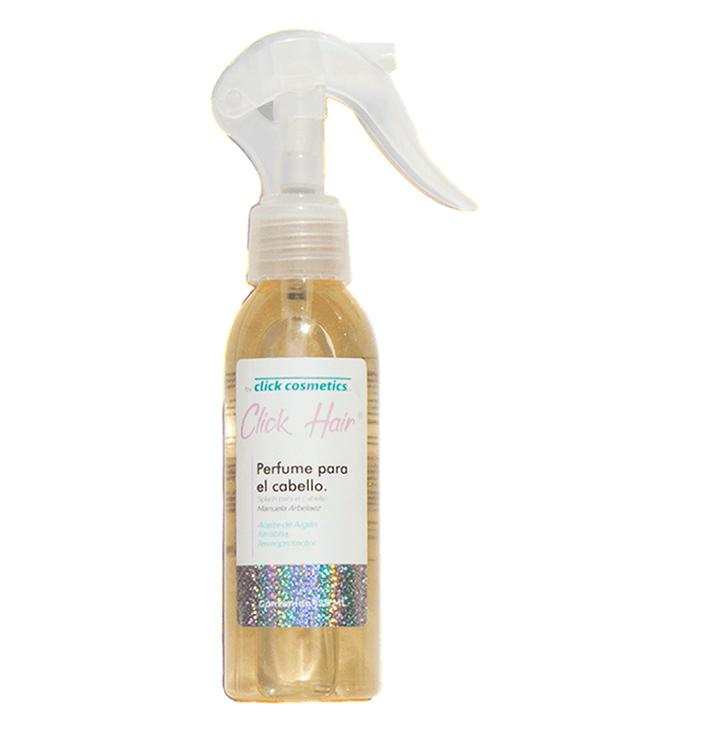 Perfume capilar Click Hair de 120ml con aceite de argan keratina y termoprotector